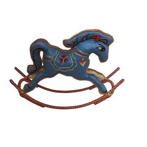 Vintage Christmas Embroidered Rocking Horse Figurine